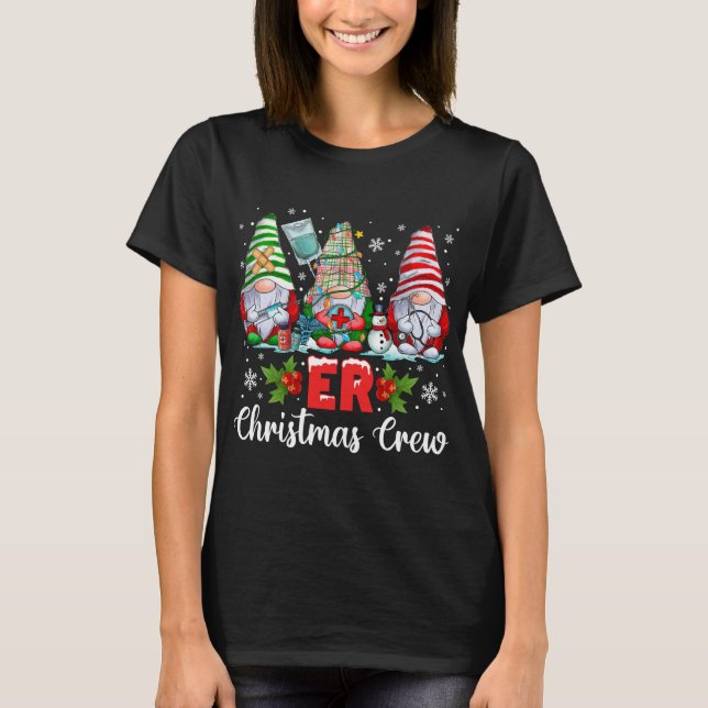ER Nurse Squad Gnomies Nurse Christmas Gnomes Crew T-Shirt (Front)