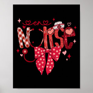 Er Nurse Stethoscope Coquette Bow Heart Valentine  Poster