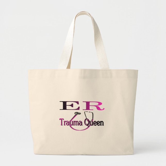 ER Nurse "Trauma Queen" Shirt/Gifts Large Tote Bag (Front)