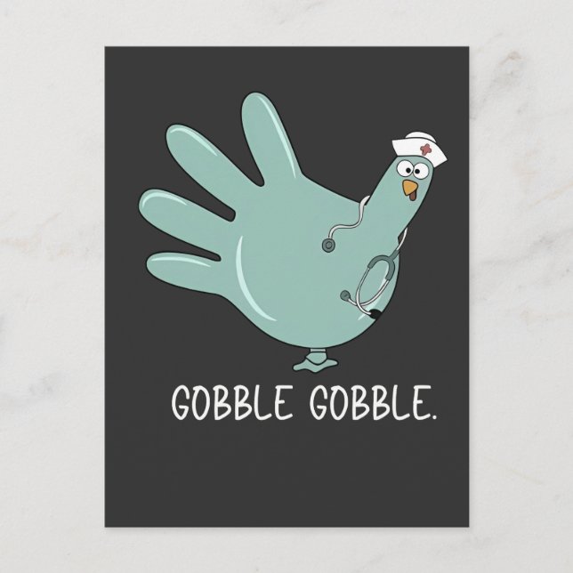 ER Nurse Turkey Gobble Squad ER Nurse Thanksgiving Announcement Postcard (Front)