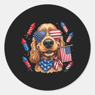 Er Spaniel Aamerican Usa Flag Memorial Day 4th Of Classic Round Sticker