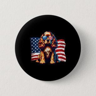 Er Spaniel American Flag Sungles Patriotic Vintage 6 Cm Round Badge
