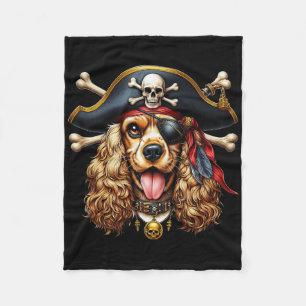 Er Spaniel Pirate Crossbones Halloween Mens Womens Fleece Blanket
