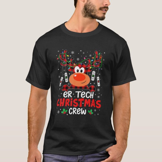 ER Tech Christmas Crew Cute Reindeer Xmas Love Tec T-Shirt (Front)