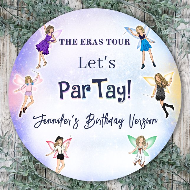 Eras Birthday Party Classic Round Sticker (Creator Uploaded)