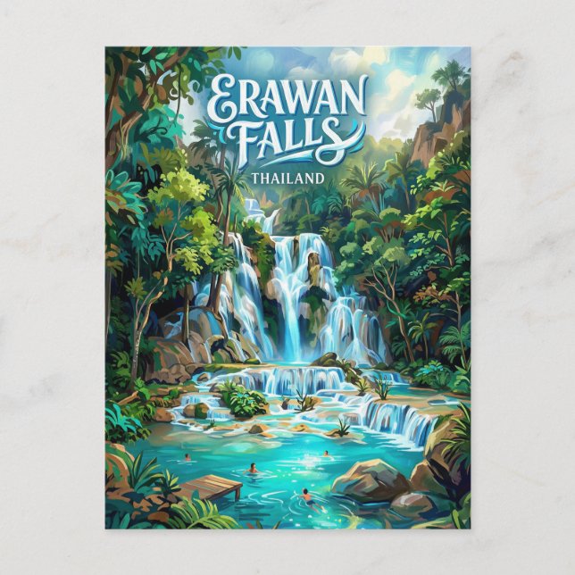 Erawan Falls Thailand Postcard (Front)