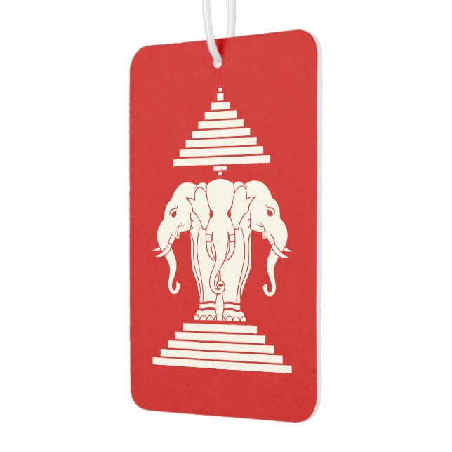 Erawan Three Headed Elephant Lao / Laos Flag Car Air Freshener (Left)