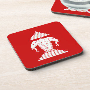 Erawan Three Headed Elephant Lao / Laos Flag Coaster