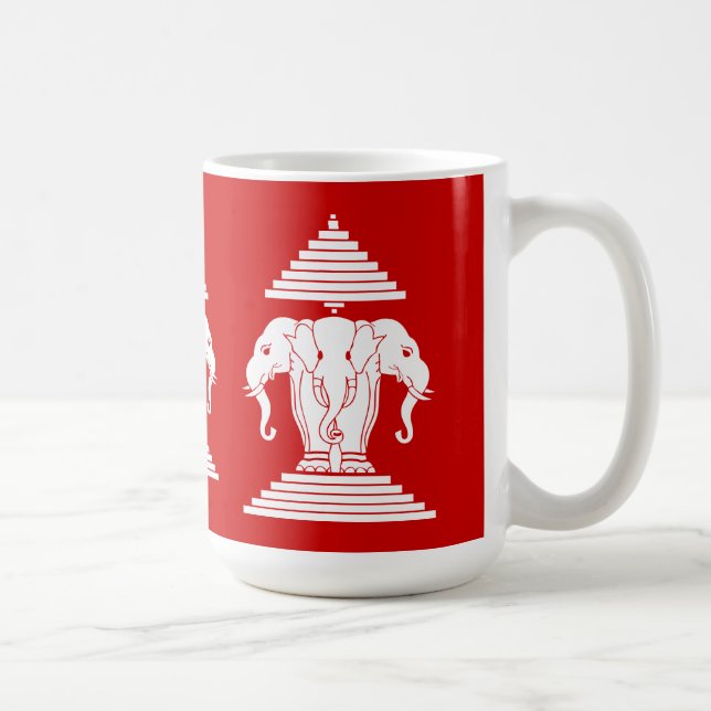 Erawan Three Headed Elephant Lao / Laos Flag Coffee Mug (Right)