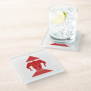 Erawan Three Headed Elephant Lao / Laos Flag Glass Coaster