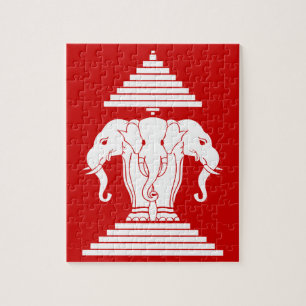 Erawan Three Headed Elephant Lao / Laos Flag Jigsaw Puzzle