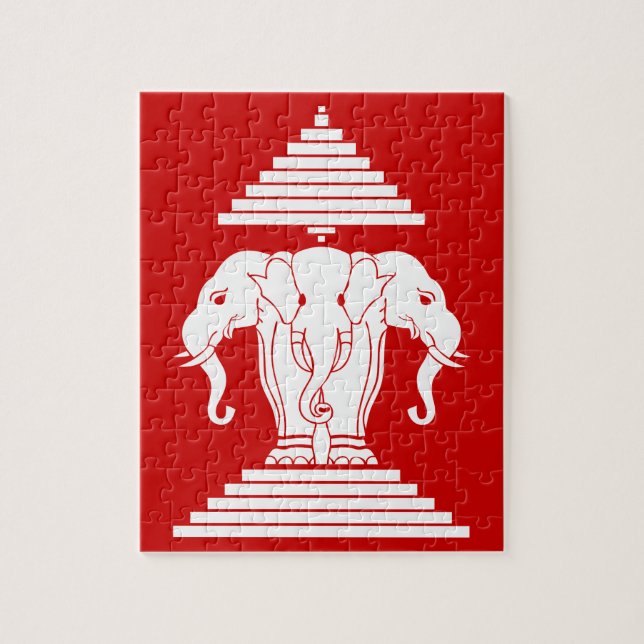 Erawan Three Headed Elephant Lao / Laos Flag Jigsaw Puzzle (Vertical)
