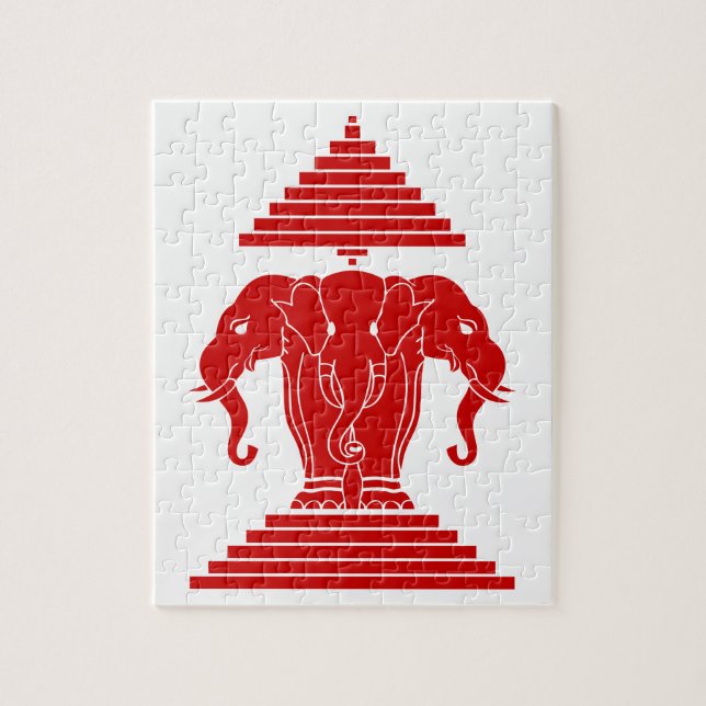 Erawan Three Headed Elephant Lao / Laos Flag Jigsaw Puzzle (Vertical)