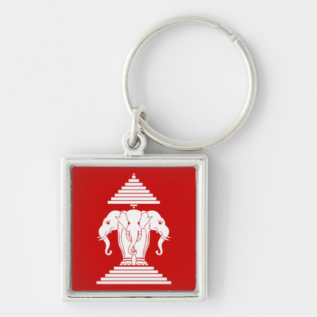 Erawan Three Headed Elephant Lao / Laos Flag Key Ring (Front)
