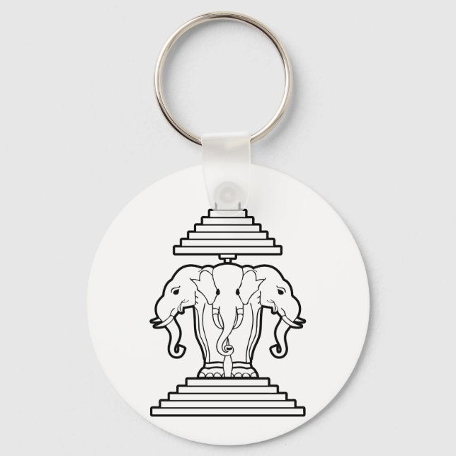 Erawan Three Headed Elephant Lao / Laos Flag Key Ring (Front)