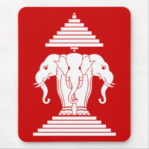 Erawan Three Headed Elephant Lao / Laos Flag Mouse Pad