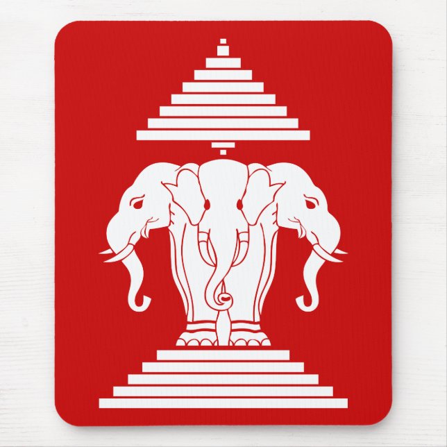 Erawan Three Headed Elephant Lao / Laos Flag Mouse Pad (Front)