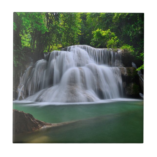 Erawan Waterfall | Kanchanaburi, Thailand Ceramic Tile (Front)