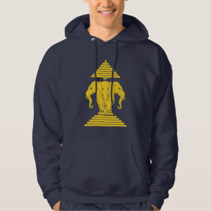 Erawan Yellow 3 Headed Elephant Lao / Laos Flag Hoodie