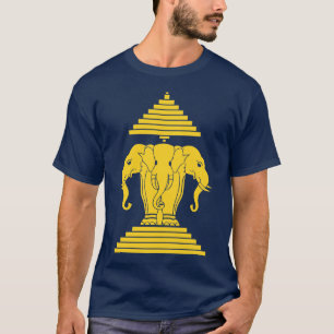 Erawan Yellow 3 Headed Elephant Lao / Laos Flag T-Shirt