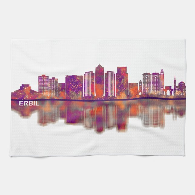 Erbil Iraq Skyline Tea Towel (Horizontal)