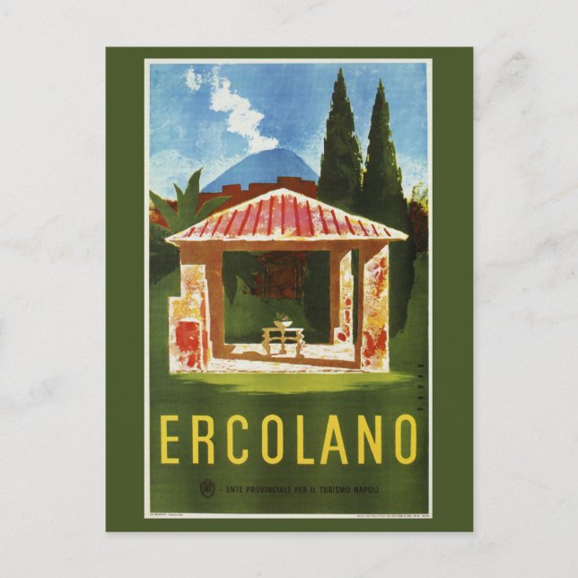 Ercolano Naples Italian summer travel ad Postcard (Front)