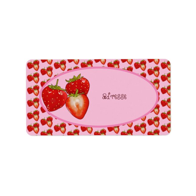 Erdbeeren  adressaufkleber label (Front)
