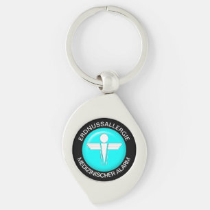 ERDNUSSALLERGIE Medical Alert Metal Keychain