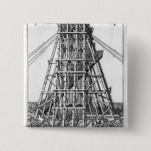 Erecting the Ancient Egyptian Obelisk 15 Cm Square Badge