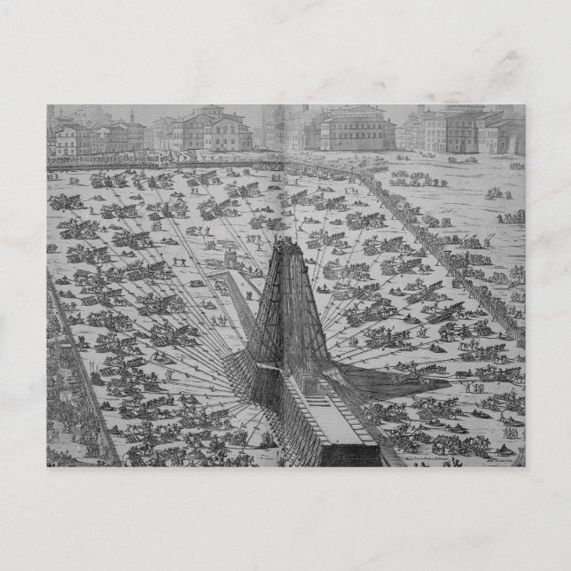 Erecting the Ancient Egyptian Obelisk Postcard (Front)