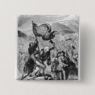Erecting the Standard of the Young Pretender 15 Cm Square Badge