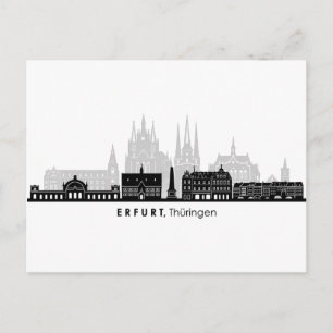 ERFURT Thuringia Germany City Skyline Silhouette Postcard