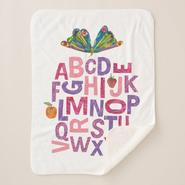 Eric Carle | Alphabet Butterfly Pattern Sherpa Blanket (Front)