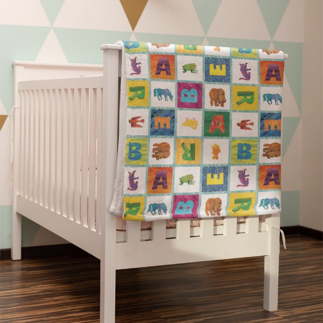 Eric Carle | B is for Bear Fleece Blanket (Blanket draped over crib)