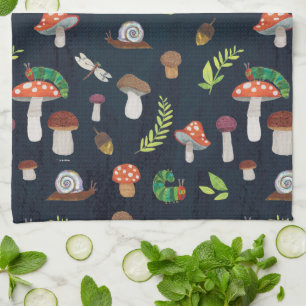 Eric Carle   Bugs and Mushrooms Pattern Tea Towel