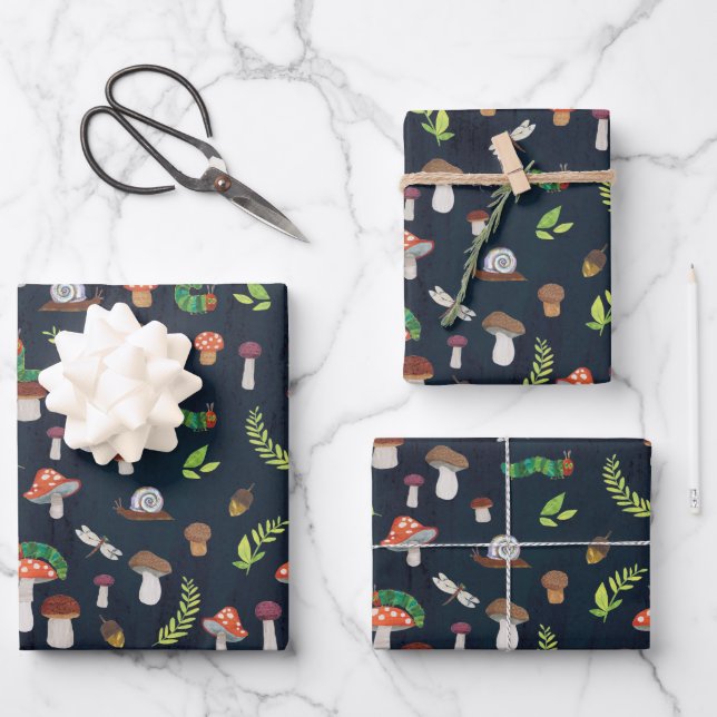 Eric Carle | Bugs and Mushrooms Pattern Wrapping Paper Sheet (Front)