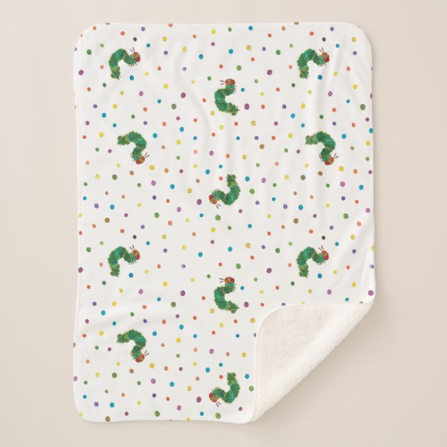 Eric Carle | Caterpillar and Dots Pattern Sherpa Blanket (Front)