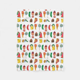 Eric Carle Caterpillar and Food Pattern Fleece Blanket