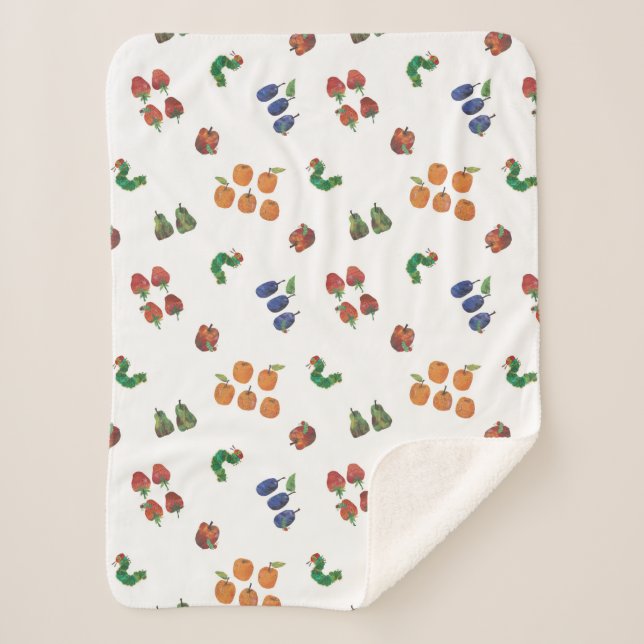 Eric Carle | Caterpillar and Fruit Pattern Sherpa Blanket (Front)