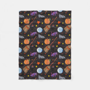Eric Carle Caterpillar Black Halloween Pattern Fleece Blanket