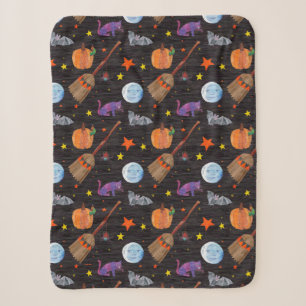 Eric Carle Caterpillar Black Halloween Pattern Sherpa Blanket