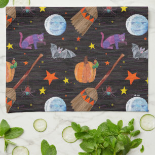 Eric Carle Caterpillar Black Halloween Pattern Tea Towel
