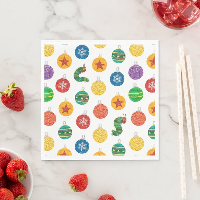 Eric Carle | Caterpillar Christmas Pattern Napkin (Insitu)