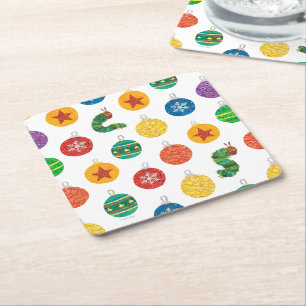 Eric Carle Caterpillar Christmas Pattern Square Paper Coaster