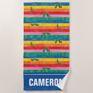 Eric Carle   Caterpillar Rainbow Stripe Pattern Beach Towel