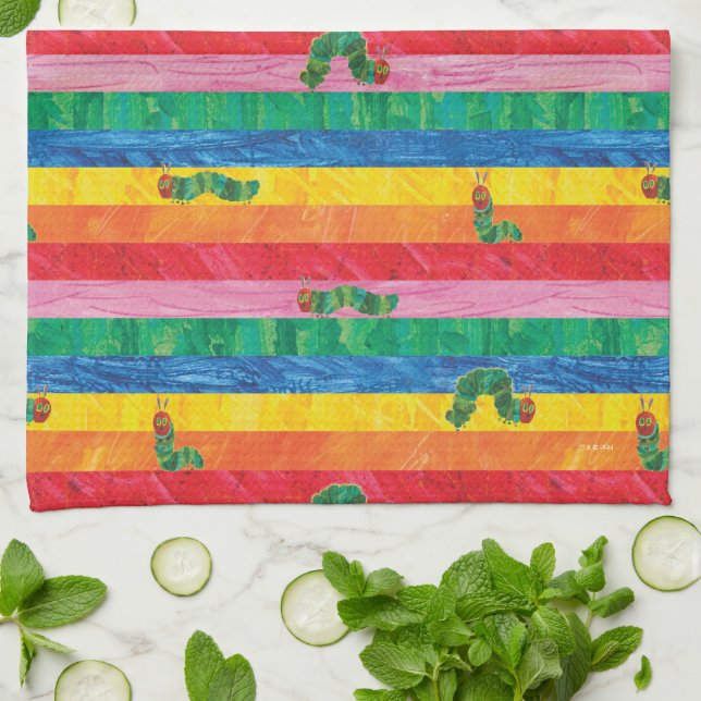 Eric Carle | Caterpillar Rainbow Stripe Pattern Tea Towel (Folded)