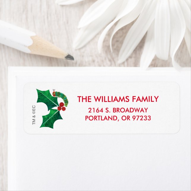 Eric Carle Christmas Caterpillar Return Address Label (Insitu)