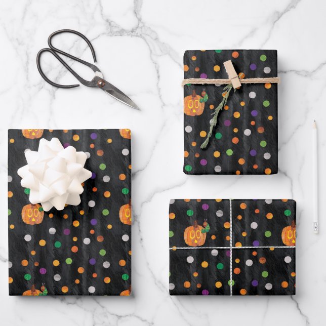 Eric Carle | Halloween Polka Dot Pattern Wrapping Paper Sheet (Front)
