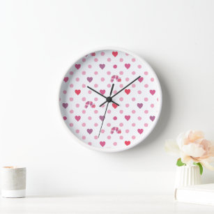 Eric Carle   Valentine Heart Polka Dot Pattern Clock