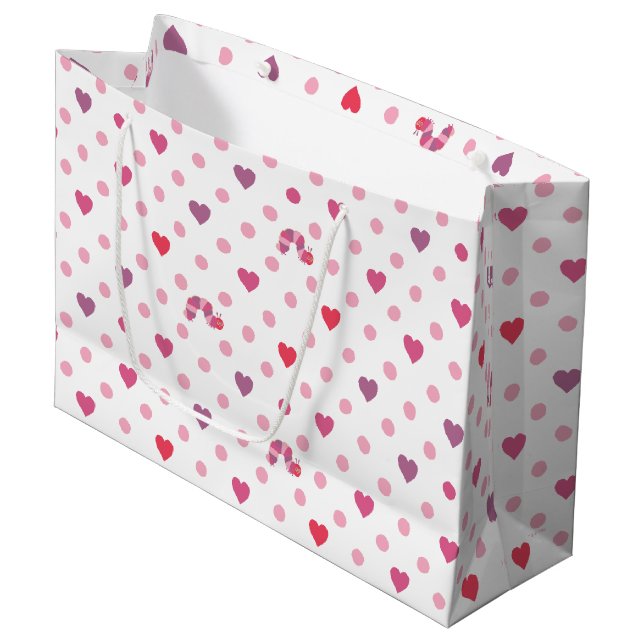 Eric Carle | Valentine Heart Polka Dot Pattern Large Gift Bag (Front Angled)